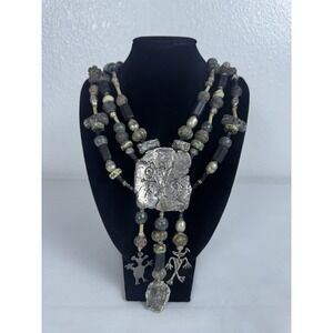 VTG Mummy's Bundle Mary Doug Hancock Sterling Silver Shaman Statement Necklace